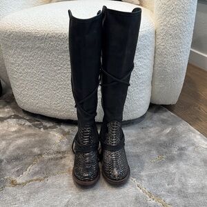 FreeBird Grey Python Coal- Black Knee-High Boots- size:7